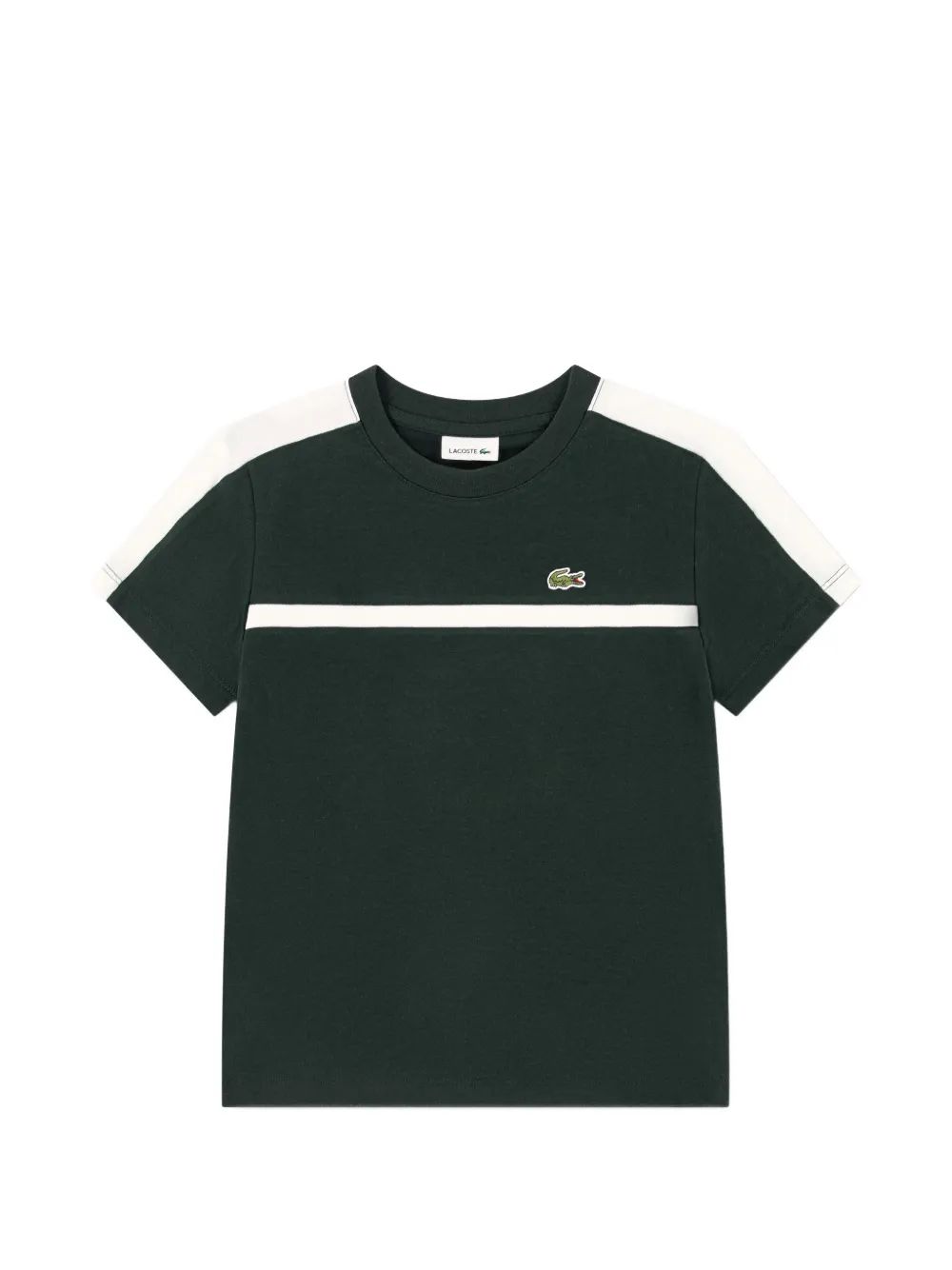 Lacoste Kids 로고 패치 사이드 스트라이프 티셔츠