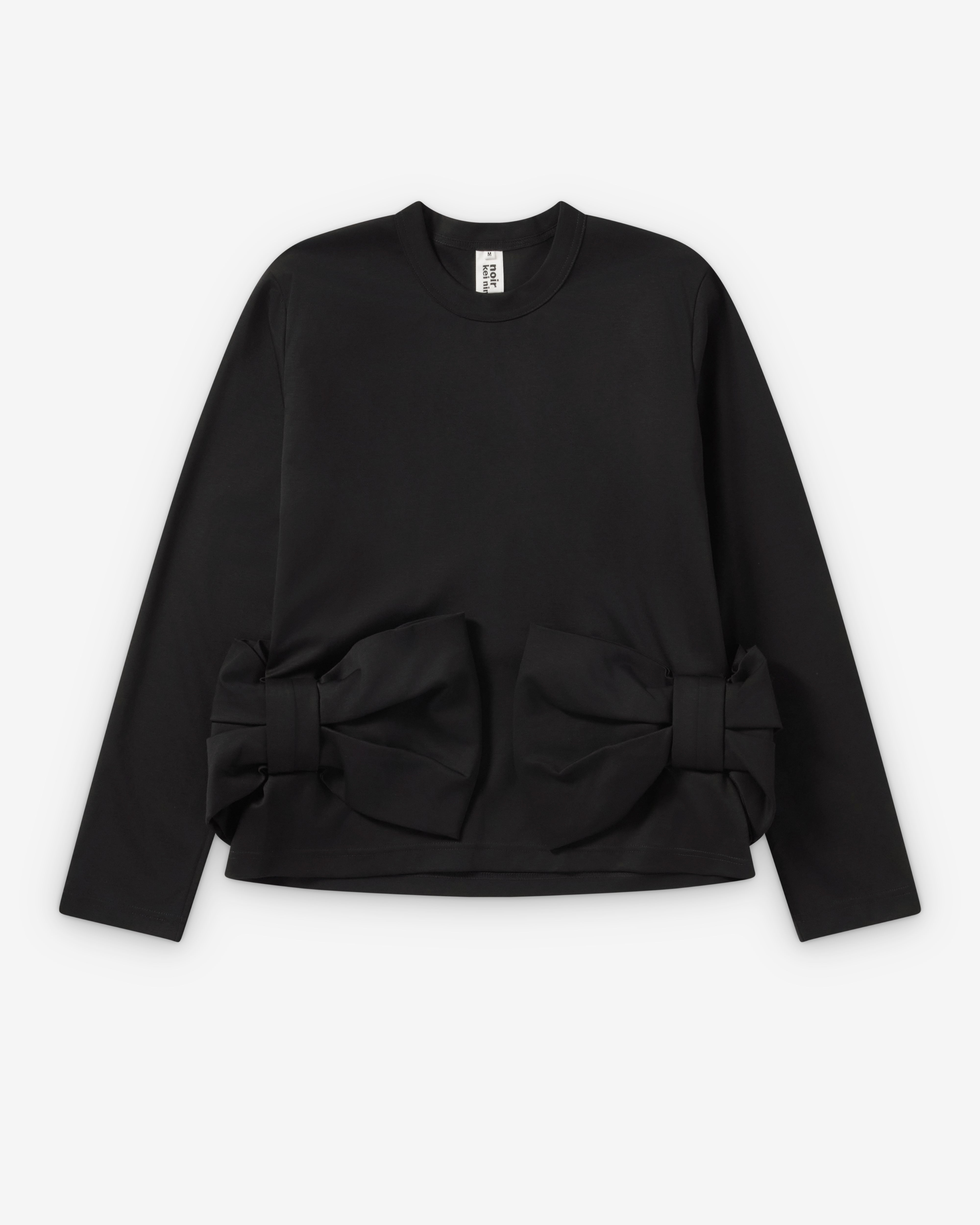 Noir Kei Ninomiya 여성용 롱 슬리브 리본 티셔츠