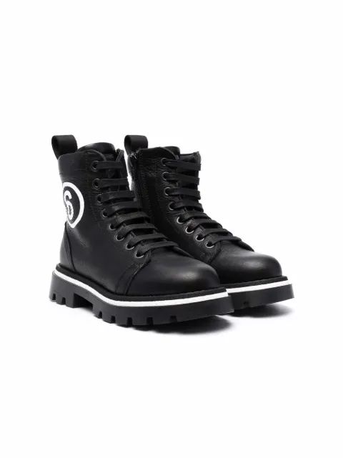 MM6 Maison Margiela Kids 사이드 로고 프린트 부츠