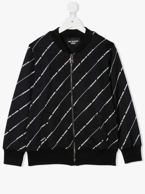 Neil Barrett Kids 다이agonal 로고 스트라이프 봄버 자켓