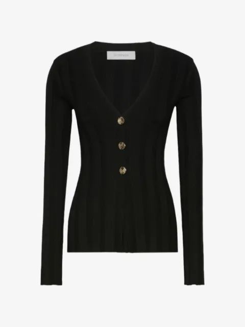 SPORTMAX 레이저 리브드 니트 브이넥 가디건