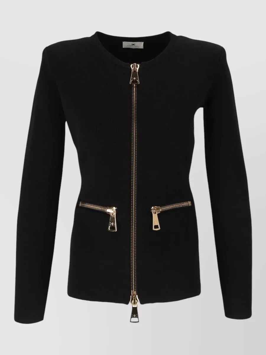 ELISABETTA FRANCHI 핏된 카디건 자켓 롱 슬리브 나일론 실크