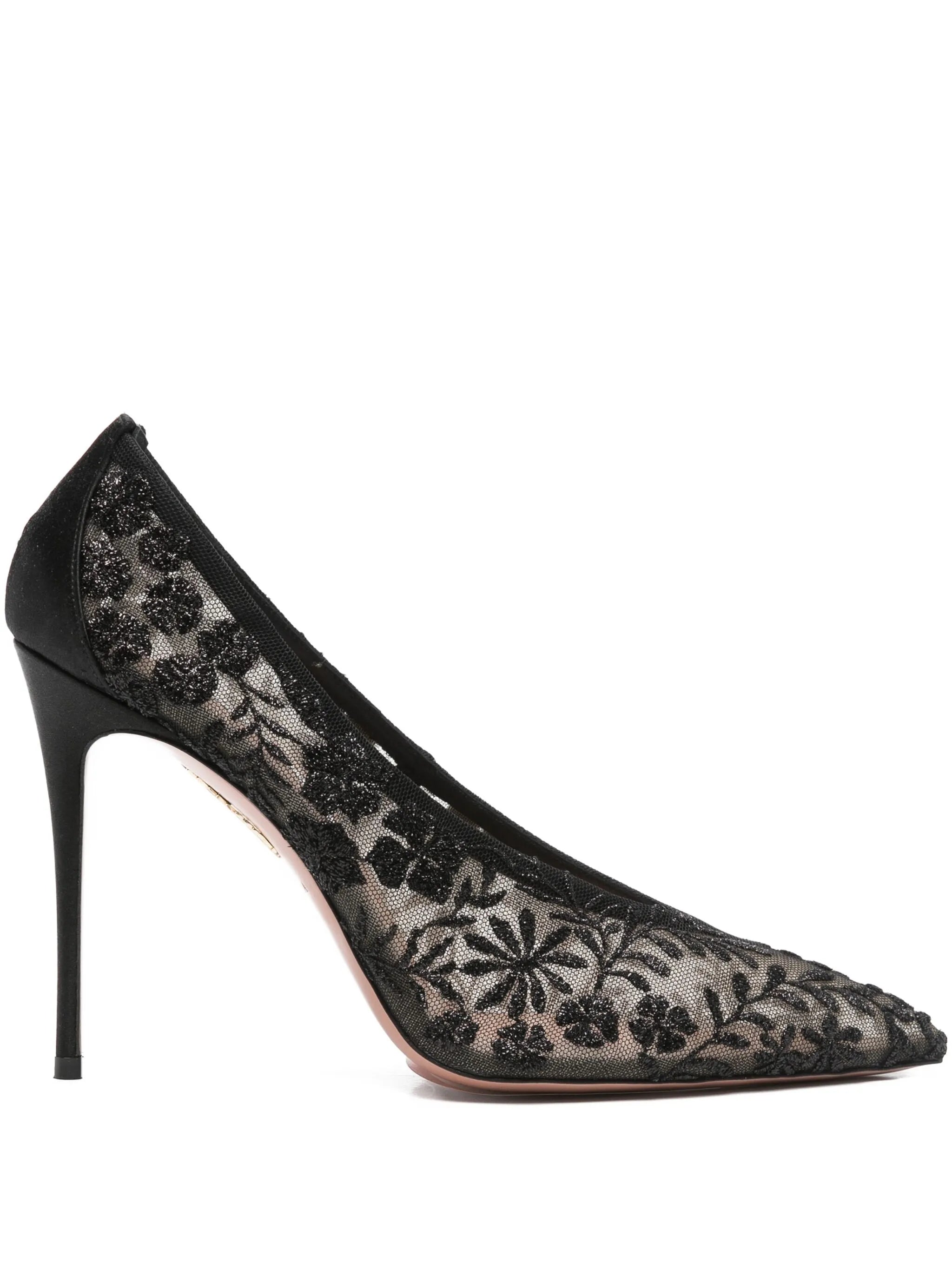 AQUAZZURA 몽 아무르 105 툴 사틴 펌프스