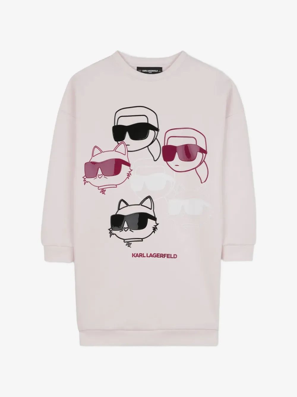 Karl Lagerfeld Kids 그래픽 프린트 롱슬리브 원피스