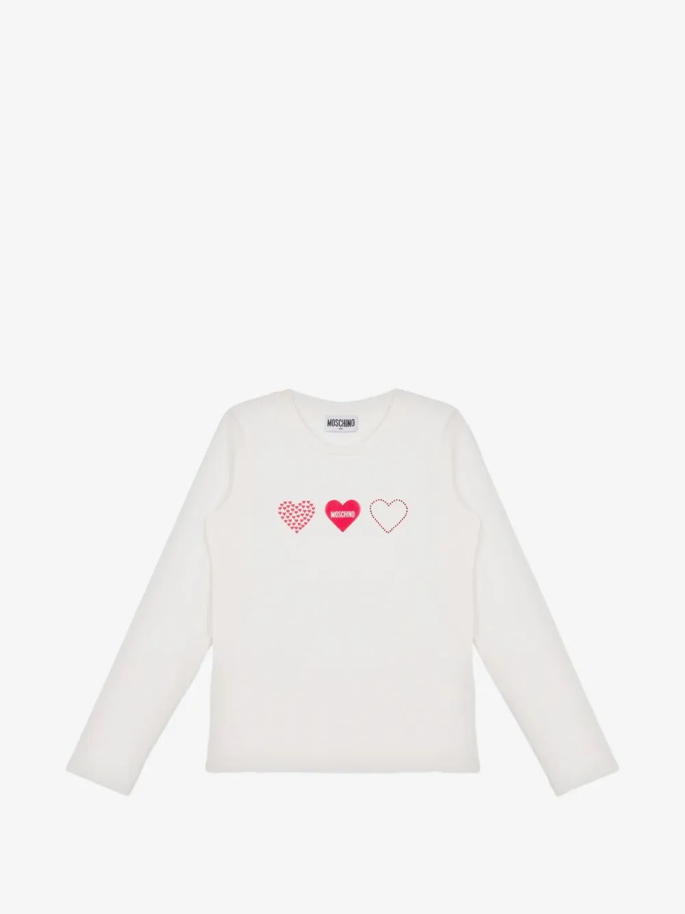 Moschino Kids 하트 프린트 롱슬리브 티셔츠