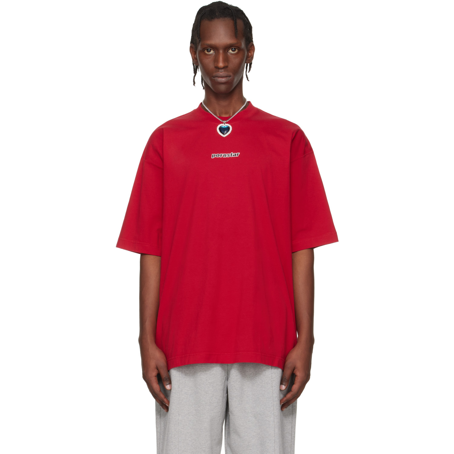 VETEMENTS 레드 포르노스타 티셔츠