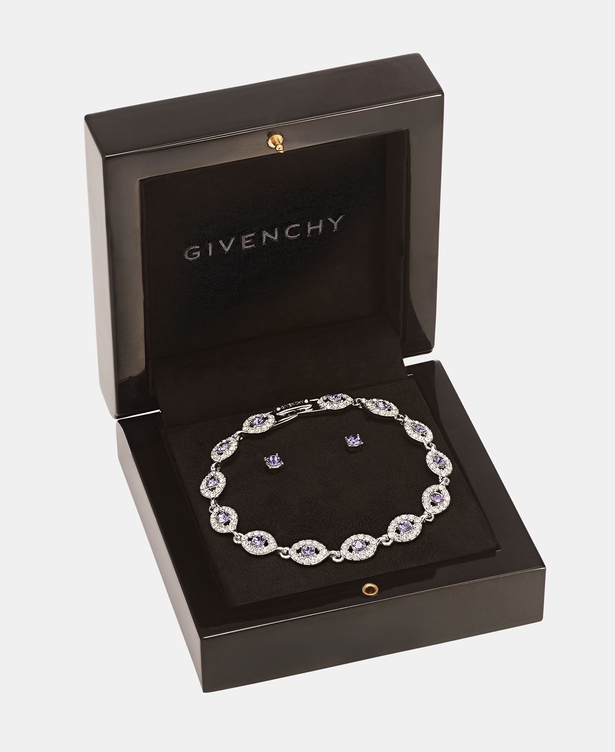GIVENCHY 2피스 세트 스톤 크리스탈 링크 팔찌 크리스탈 스터드 귀걸이