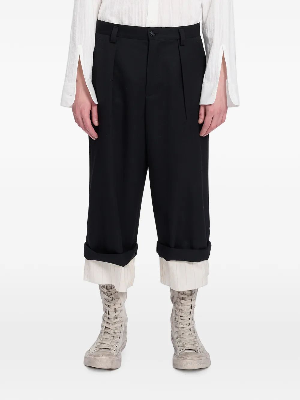 Ann Demeulemeester 하롤 플리츠 트림 크롭 팬츠