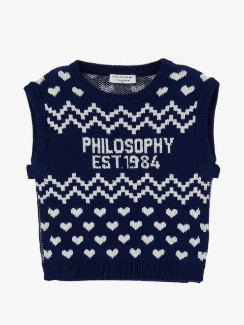 Philosophy Di Lorenzo Serafini Kids 인타르시아 니트 하트 패턴 스웨터
