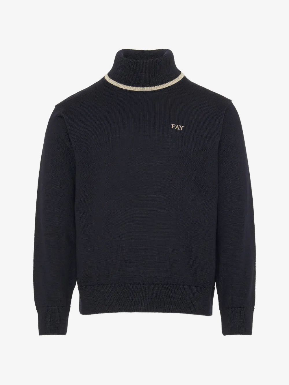 Fay Kids 로고 자수 롤넥 스웨터