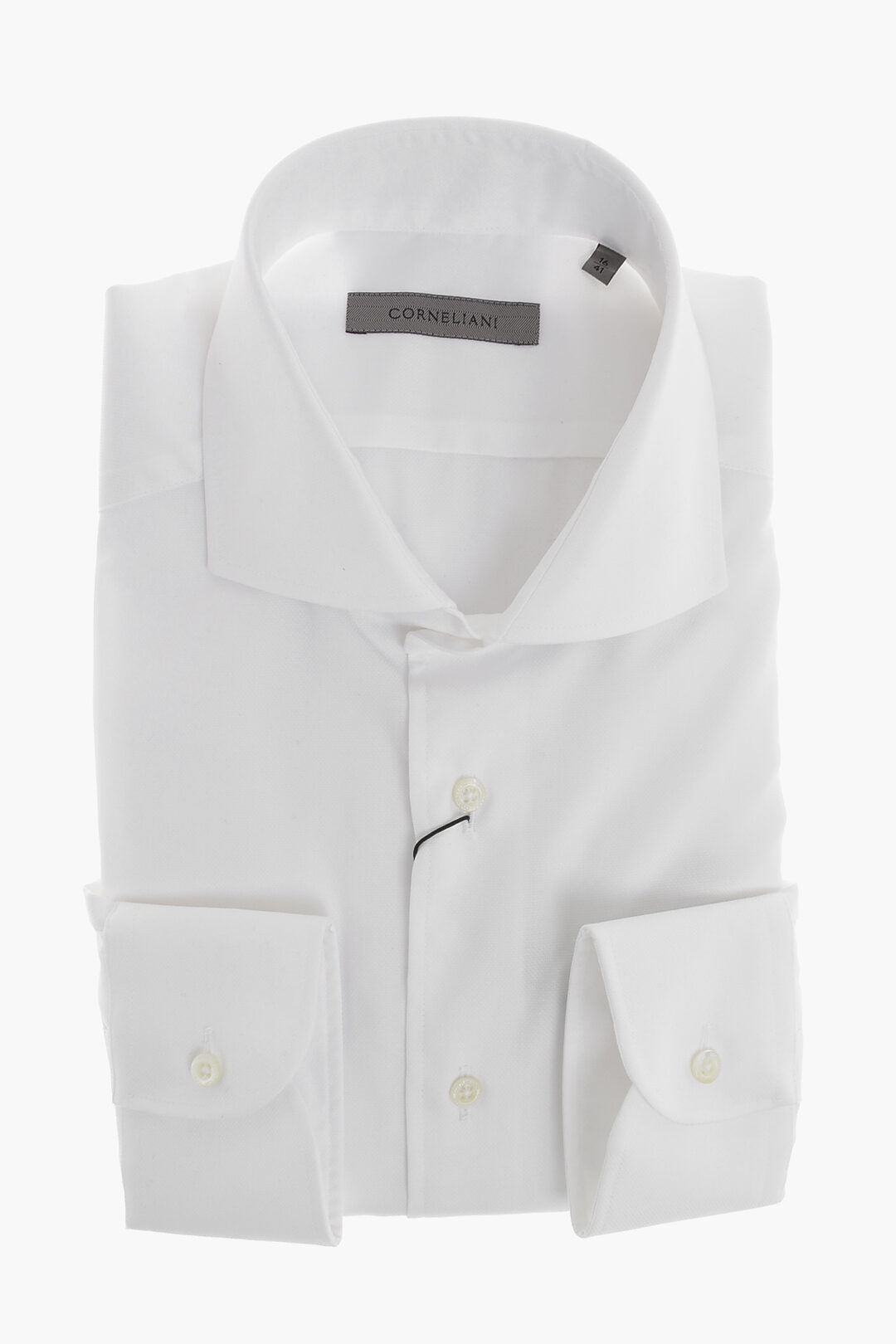 Corneliani 솔리드 옥스포드 코튼 셔츠 프렌치 칼라