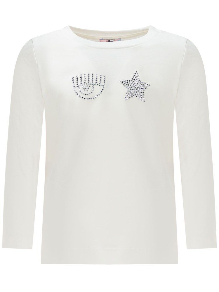 Chiara Ferragni Kids 로고 장식 라운드넥 스웨트셔츠