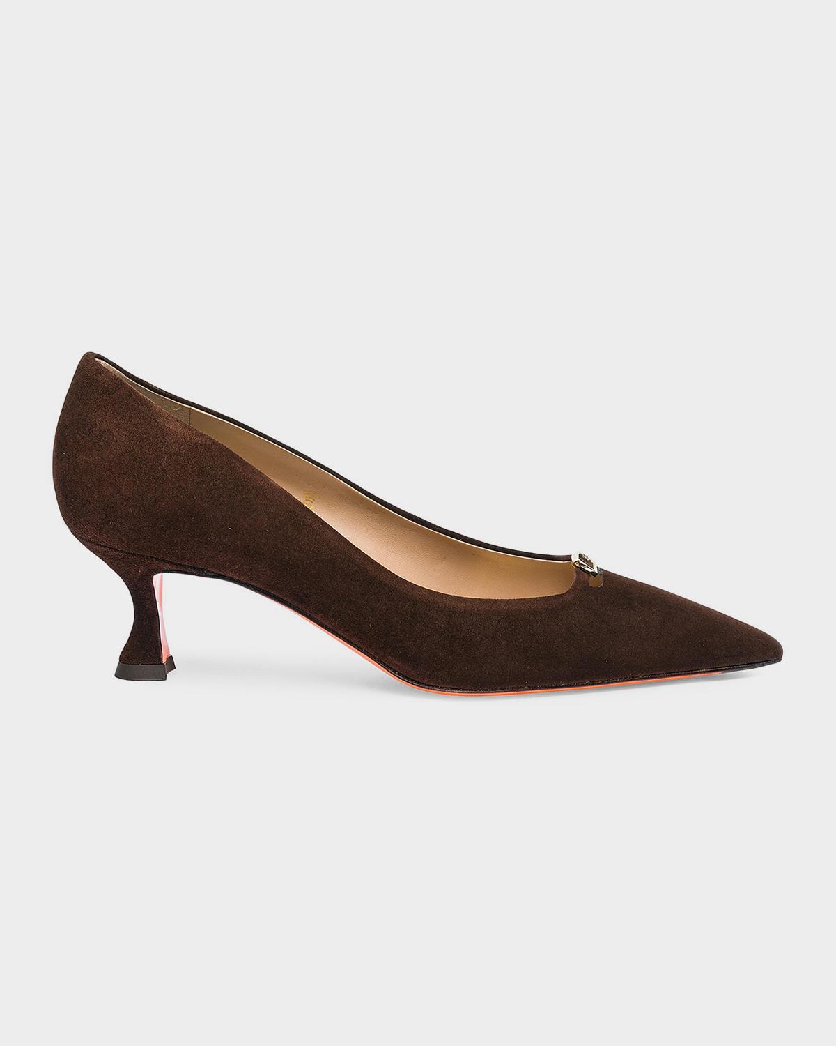 SANTONI 55mm 사빈 스웨이드 버클 펌프스