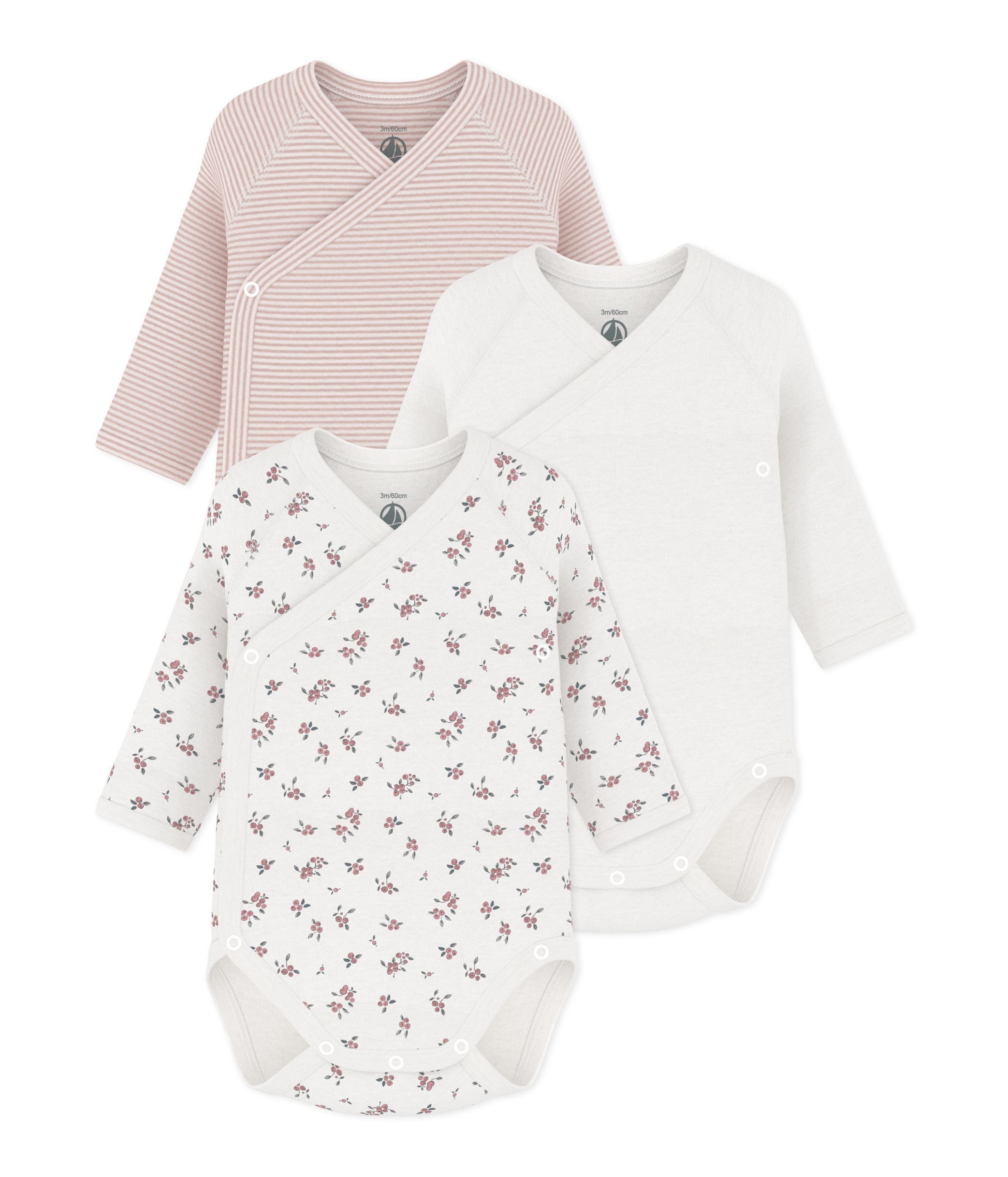 PETIT BATEAU KIDS 3팩 롱슬리브 베이비 바디수트 1형