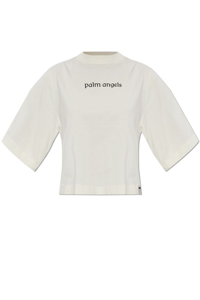 PALM ANGELS 크롭드 로고 티셔츠
