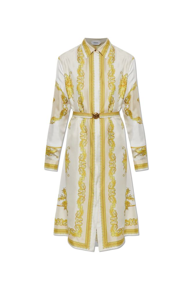 VERSACE 프린트 트윌 미디 드레스