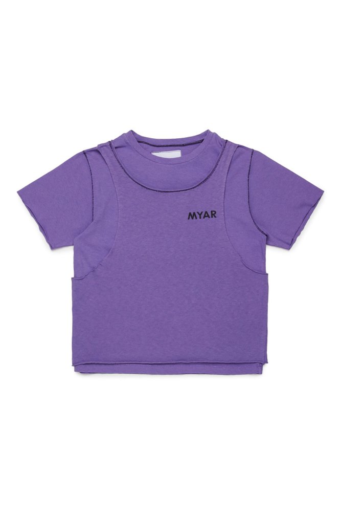 MYAR KIDS  로고 프린트 레이어드 티셔츠