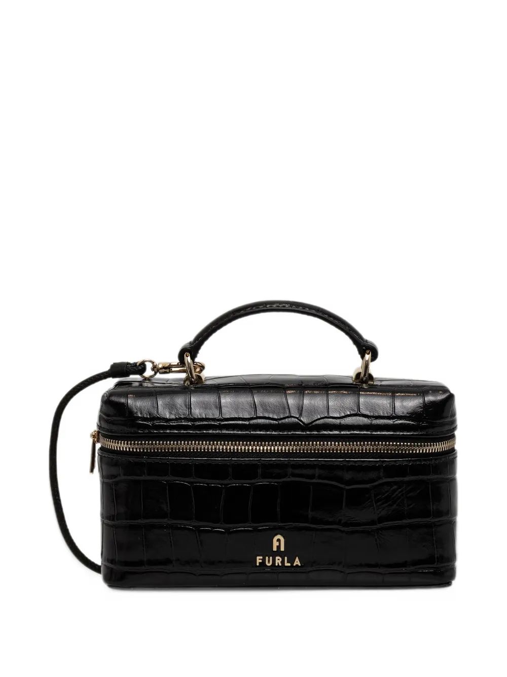 FURLA 카멜리아 마이크로 크록 효과 메이크업 백