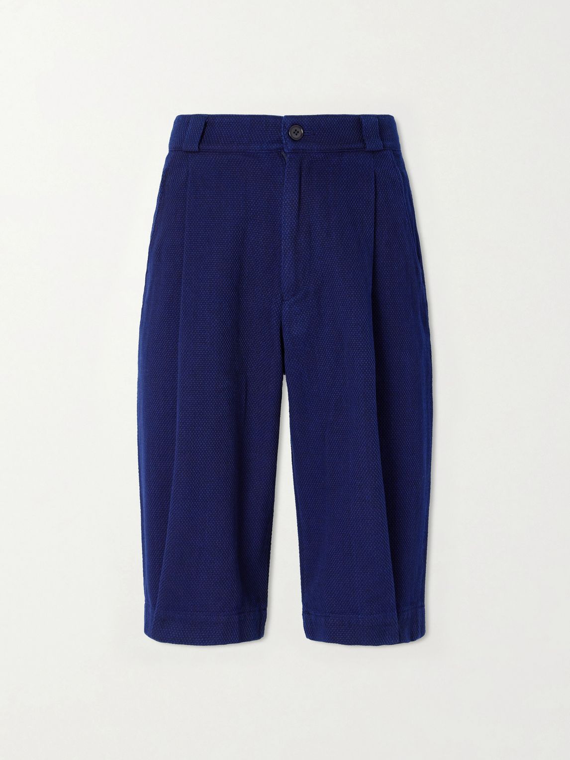 BLUE BLUE JAPAN 와이드 레그 주름 사시코 면 반바지