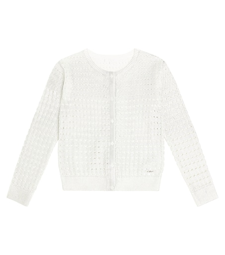 Chloe Kids 메탈릭 코튼 카디건