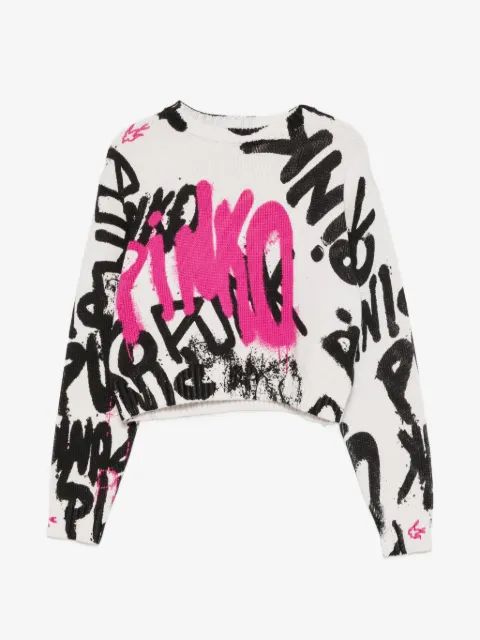 Pinko Kids 그래피티 프린트 크롭 스웨터
