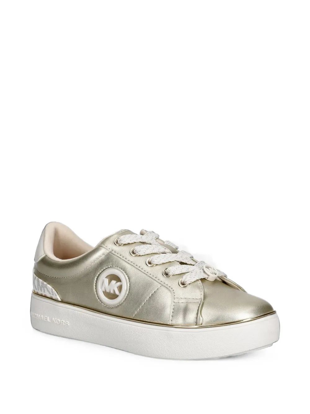 Michael Kors Kids 조르다나 핀 로고 플라크 메탈릭 트레이너