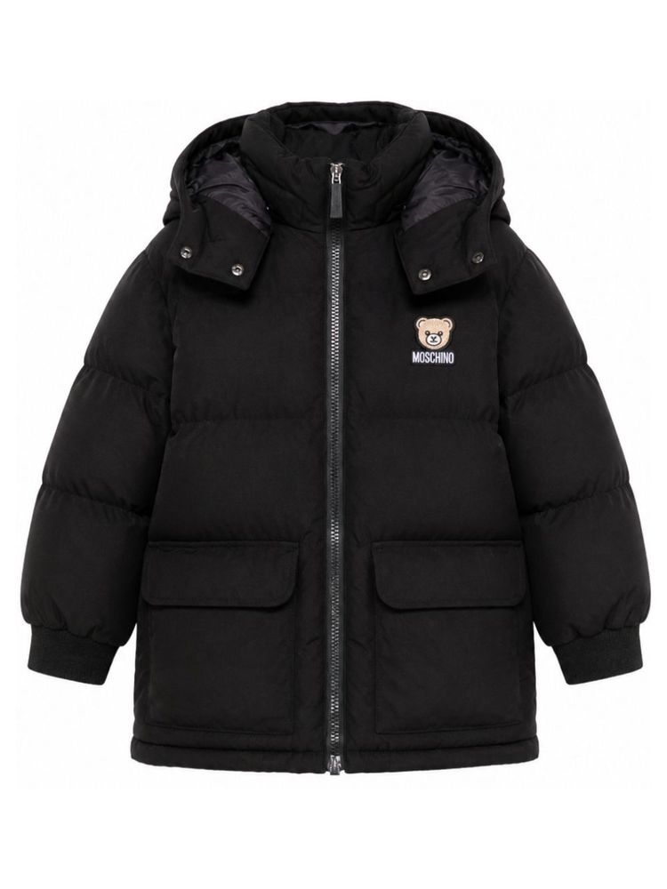 Moschino Kids 테디베어 집업 후드 퍼프 자켓