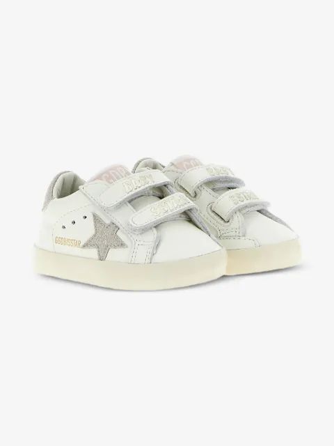 Golden Goose Kids 올드 스쿨 글리터 힐 가죽 스니커즈