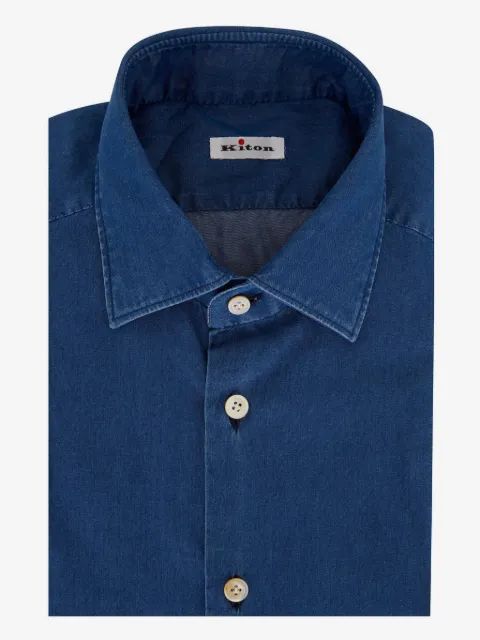KITON 버튼 패스닝 데님 셔츠