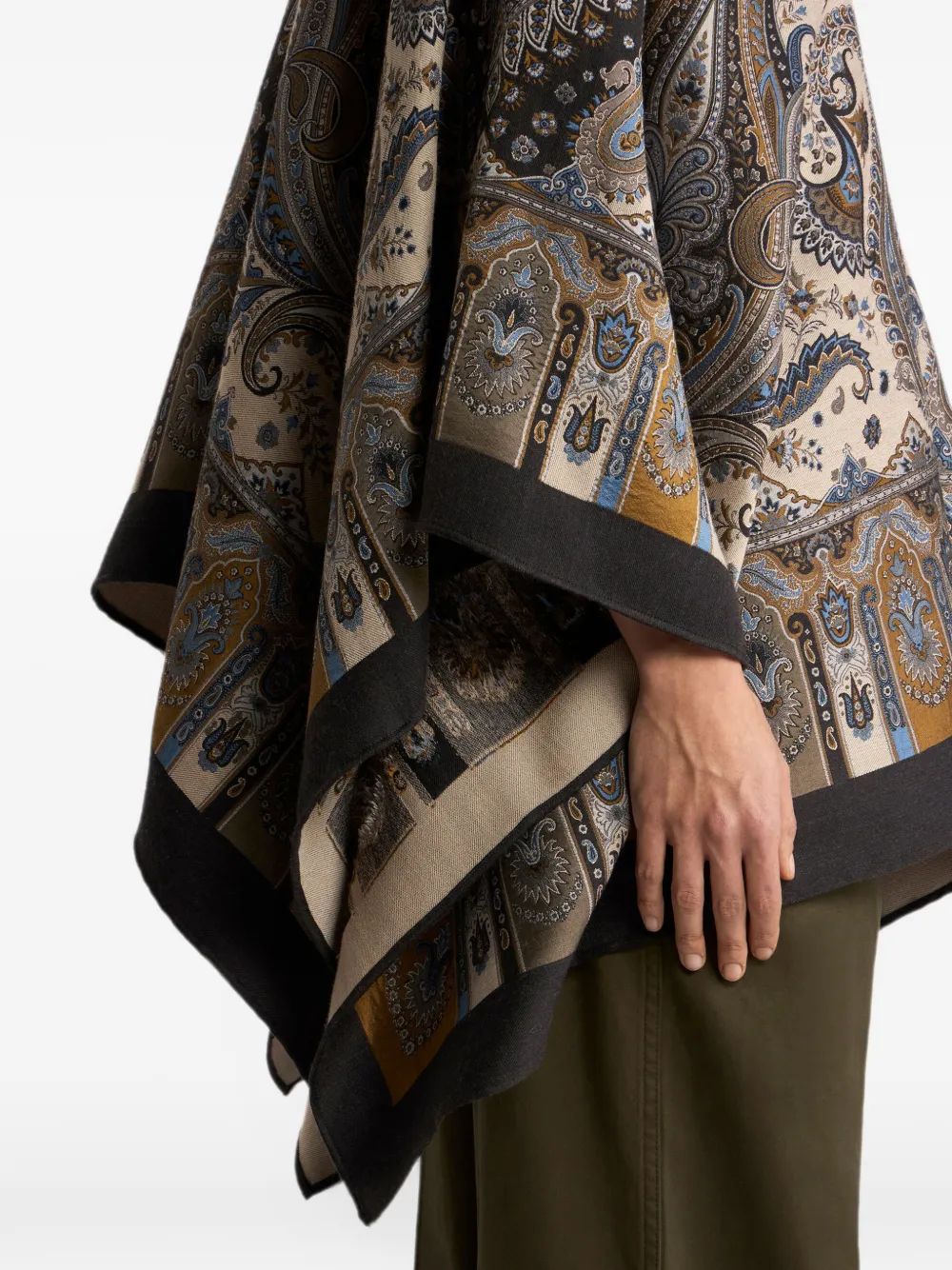 ETRO 울 블렌드 자카드 케이프 페이즐리 모티프