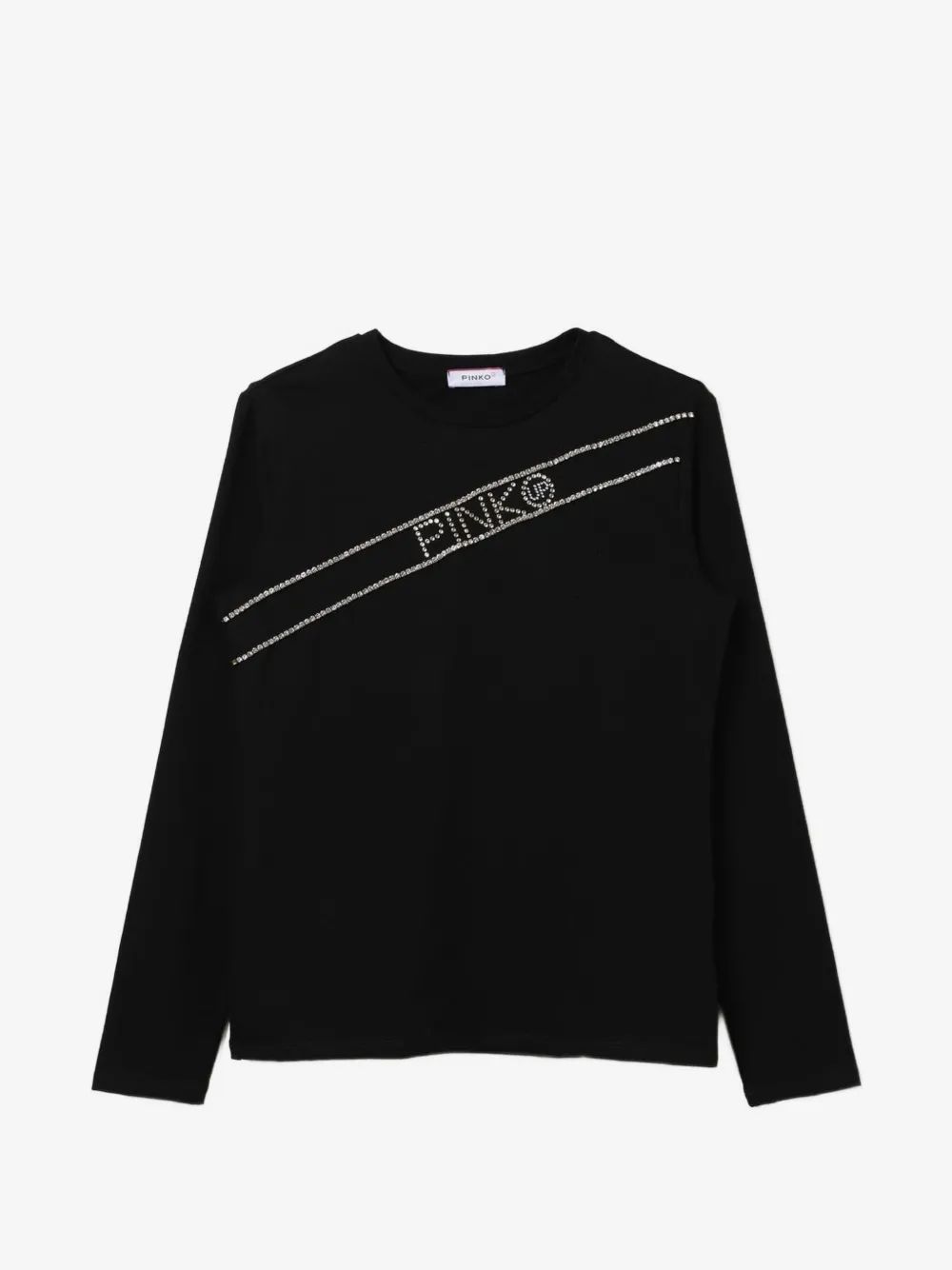 Pinko Kids 라인스톤 로고 긴팔 티셔츠