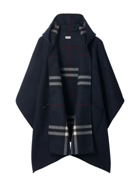 BURBERRY 후드 체크 케이프