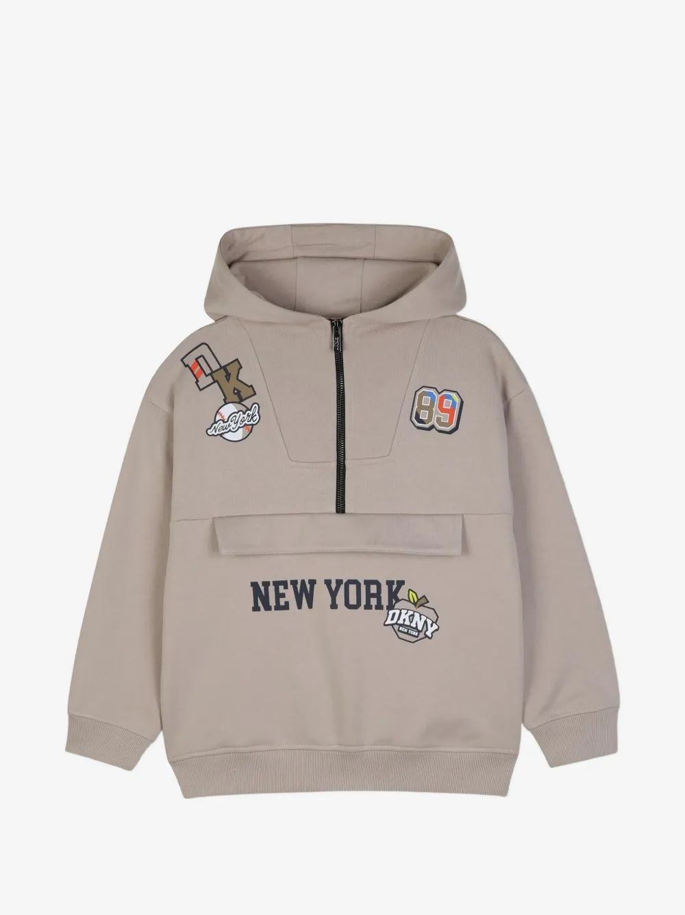 Dkny Kids 로고 패치 하프 집업 후드