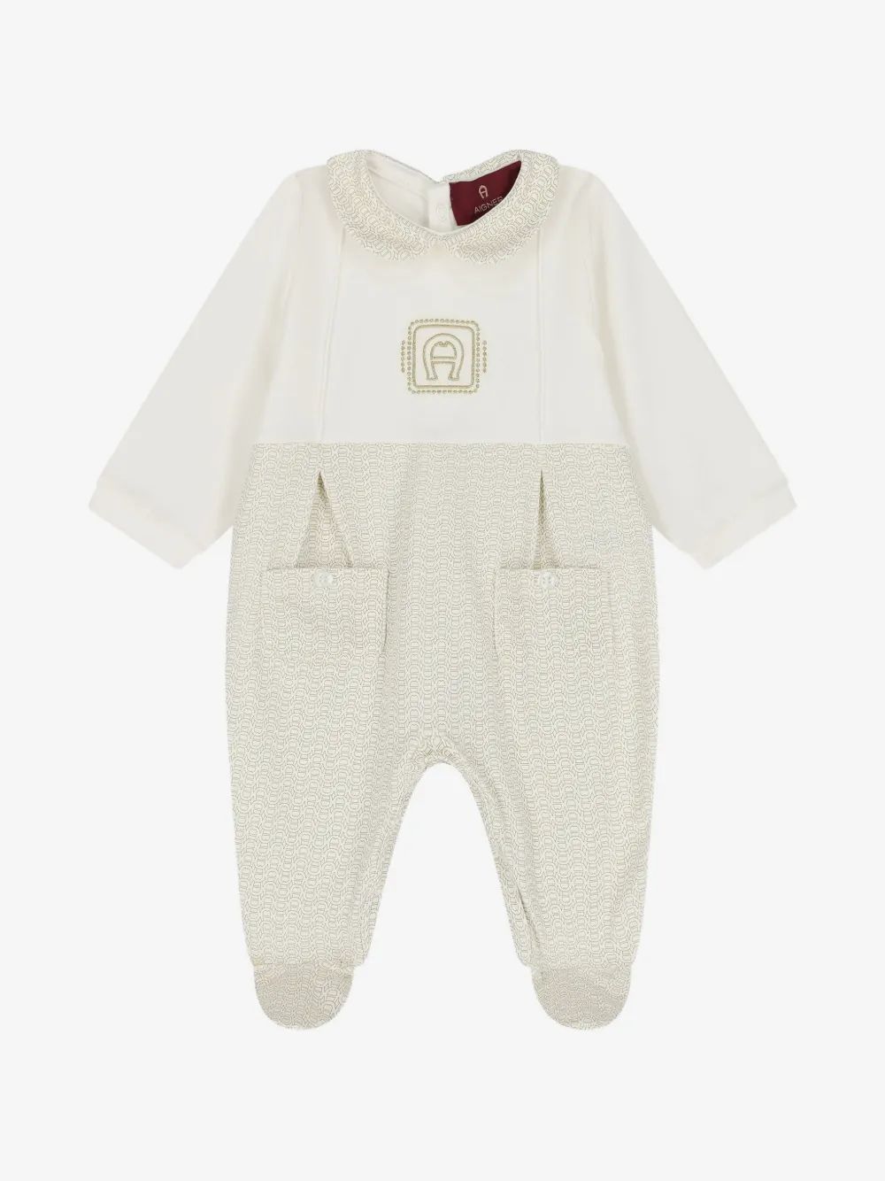 Aigner Kids 로고 자수 모노그램 프린트 수면 잠옷