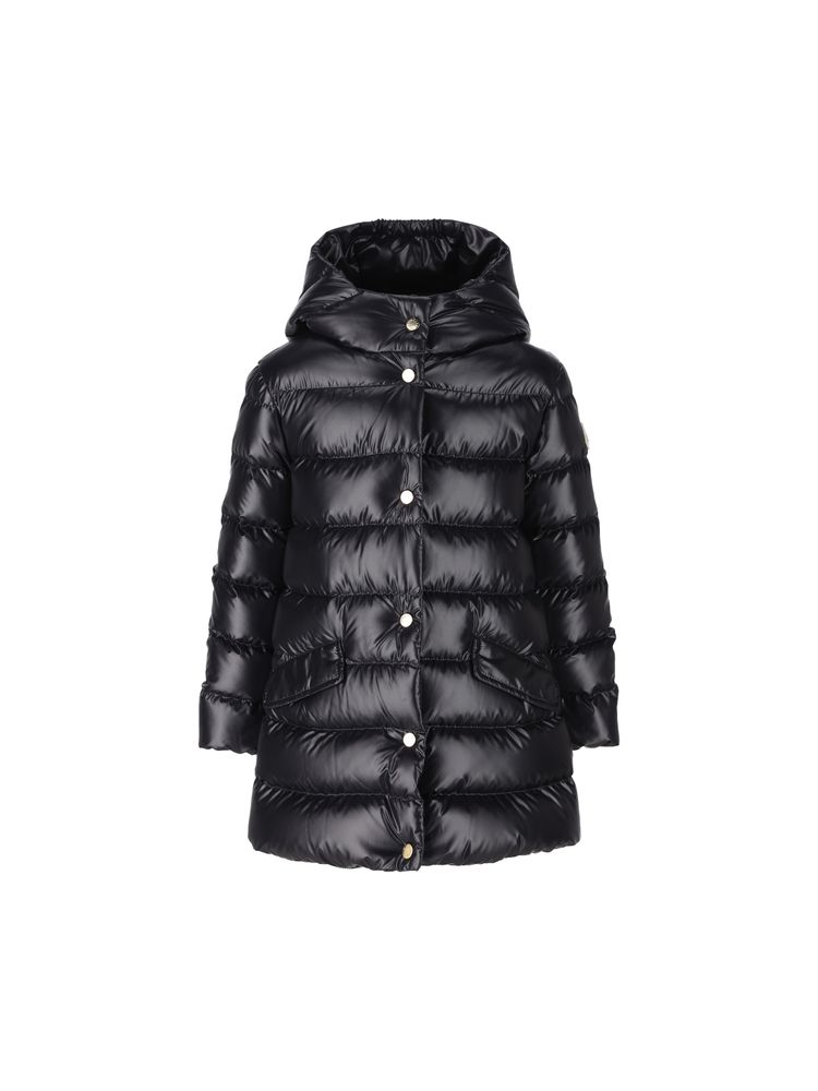 Moncler Enfant 로고 패치 후드 코트