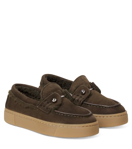 Christian Louboutin Kids 샴벨리키드 시어링 라이닝 스웨이드 로퍼