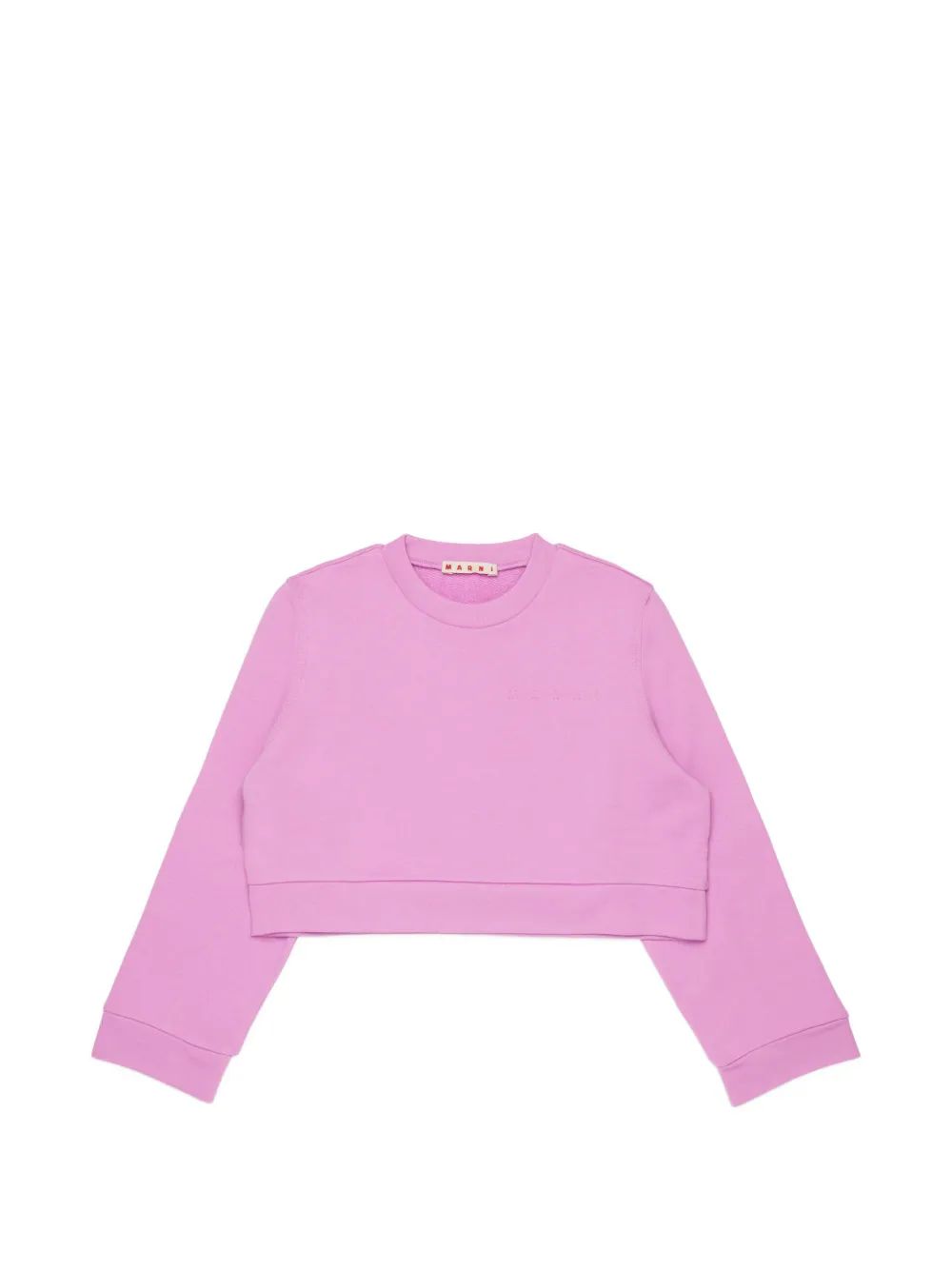 Marni Kids 로고 자수 크롭 맨투맨