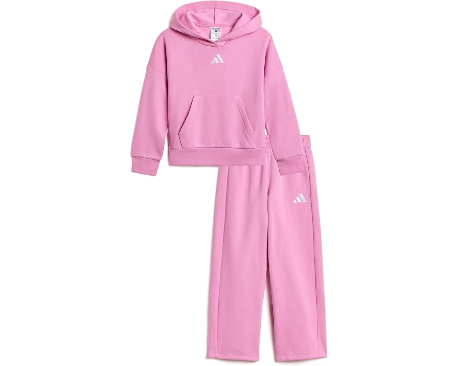Adidas Kids 미니멀 로고 플리스 후드티와 팬츠 세트