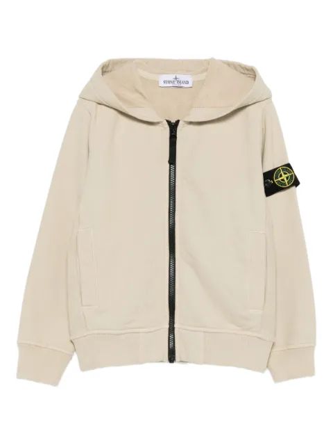 Stone Island Junior 컴파스 배지 집업 후드티