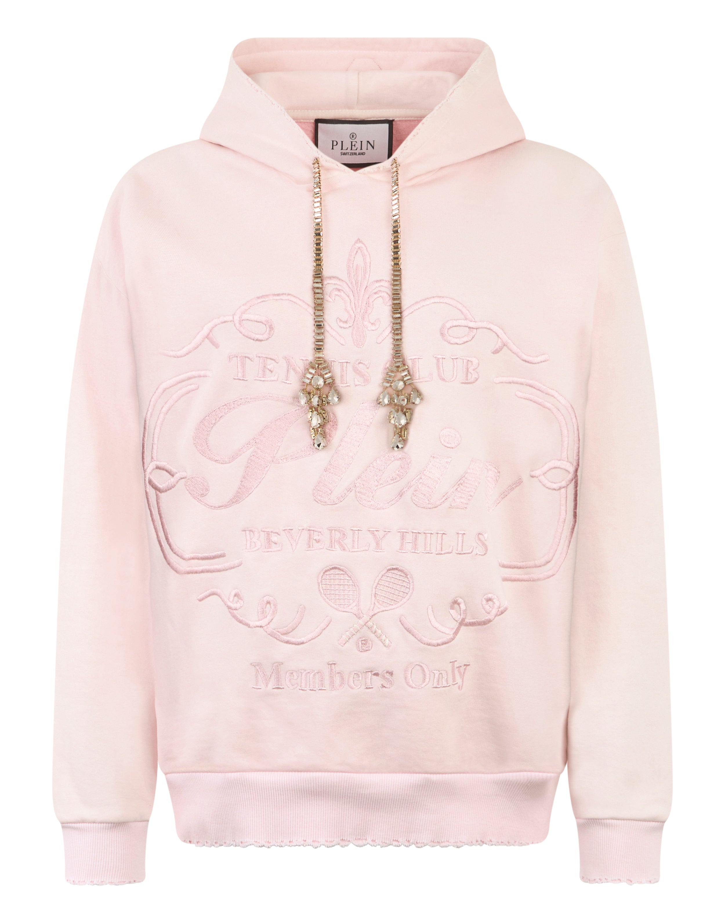 PHILIPP PLEIN 워시드 후드티 테니스 클럽 크리스탈