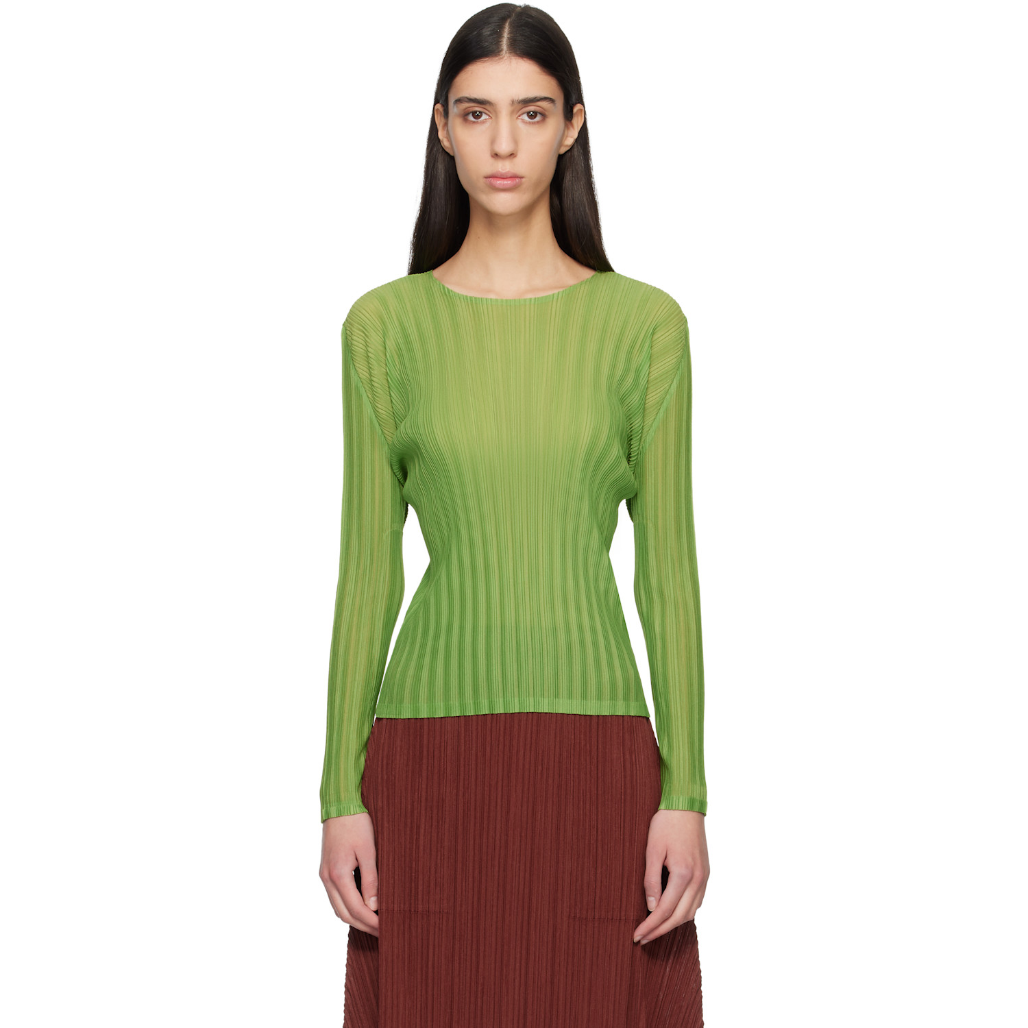 PLEATS PLEASE 그린 리브 플리츠 11월 탑