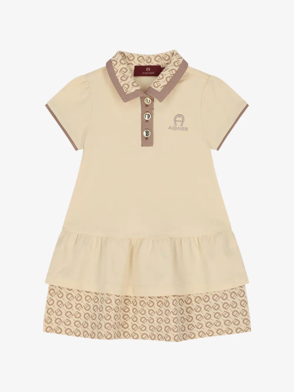 Aigner Kids 로고 자수 러플 원피스