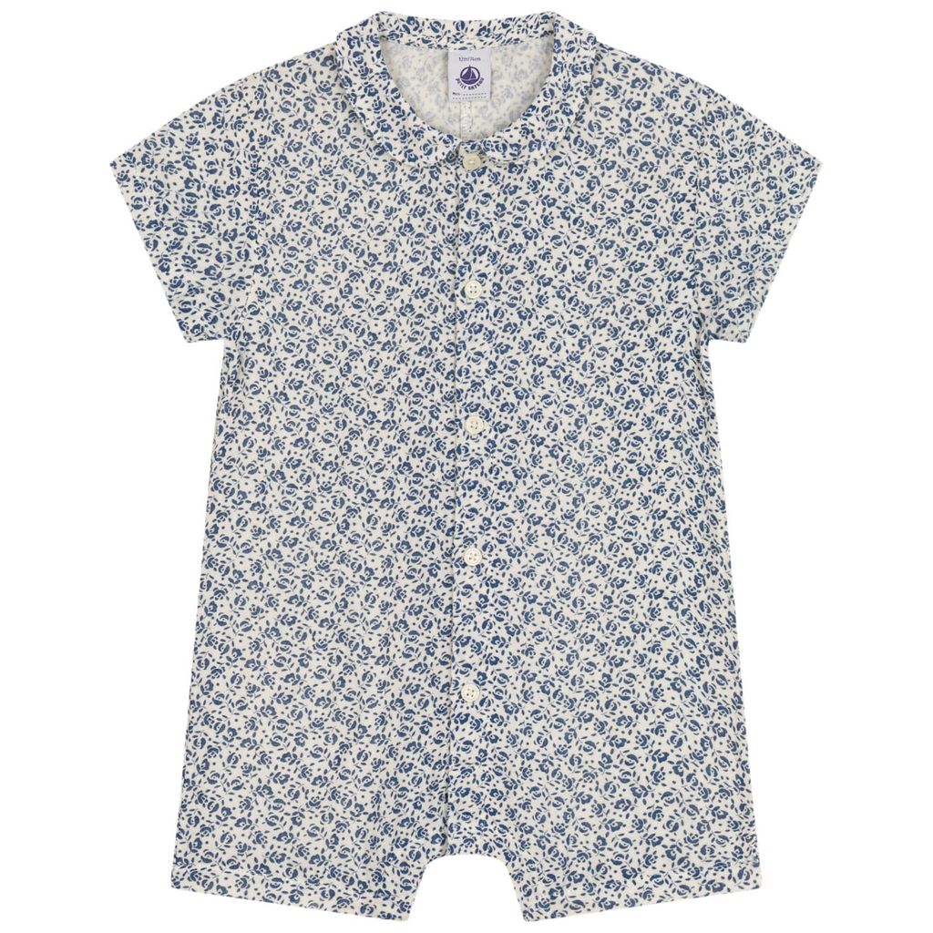 PETIT BATEAU KIDS 플로럴 무늬 롬퍼 크림