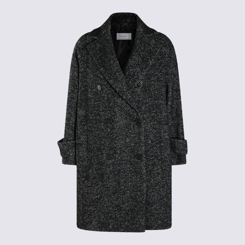 ANTONELLI FIRENZE 헤링본 더블 브레스트 코트