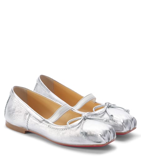 Christian Louboutin Kids 바발렛 메탈릭 레더 발레리나 플랫