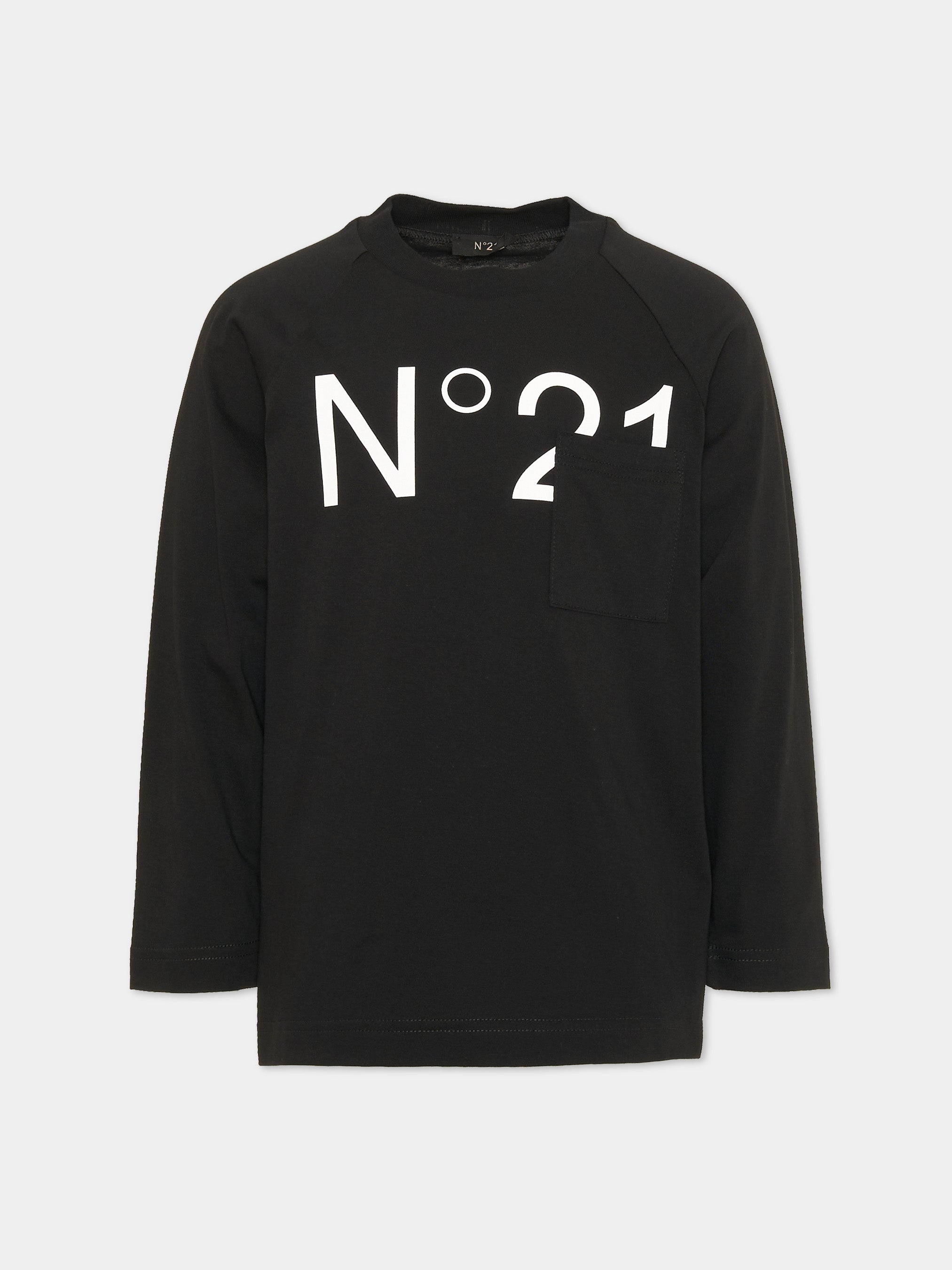 N.21 Kids 블랙 긴팔 티셔츠