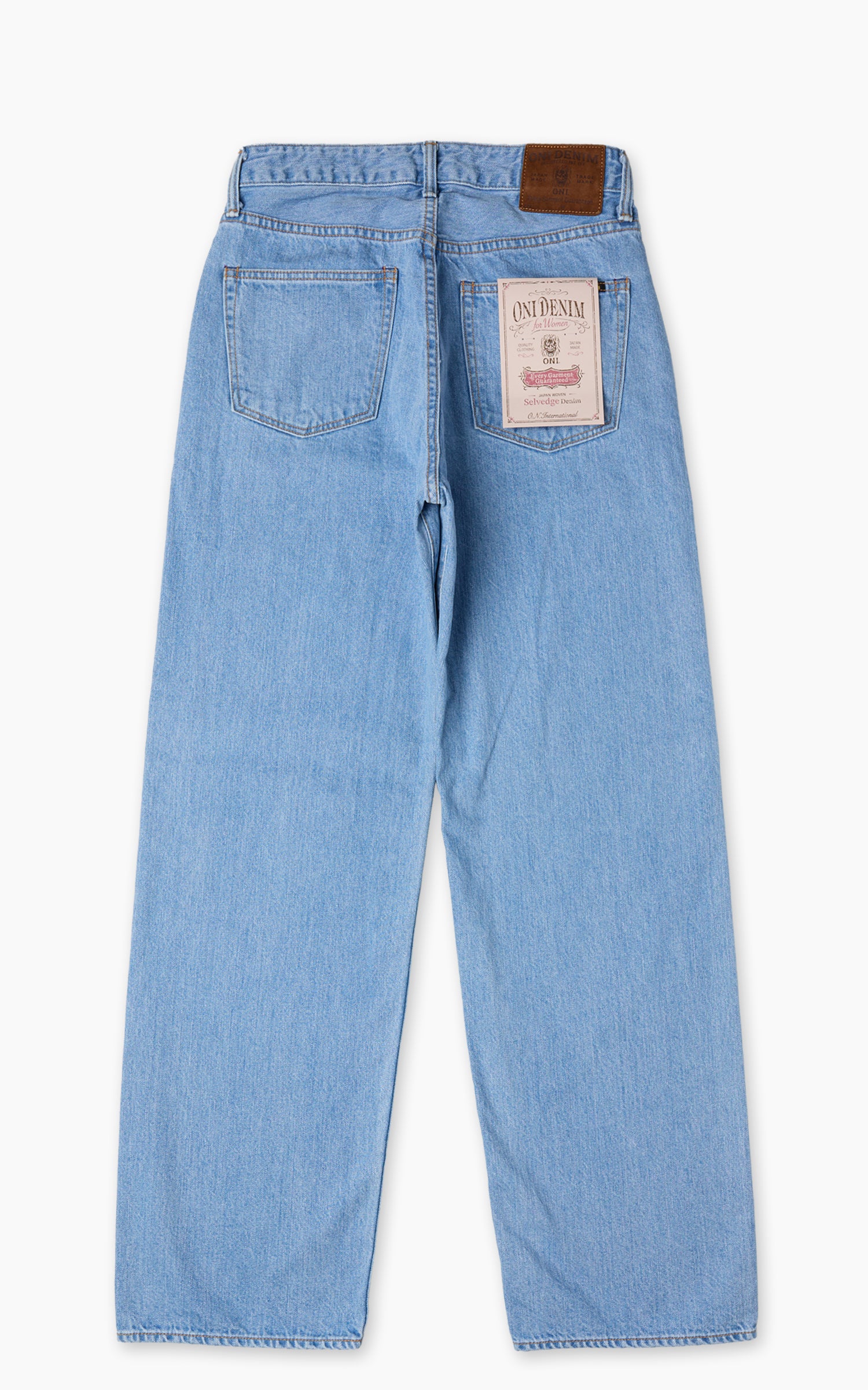 ONI DENIM L720-12Z 바이오 스톤 블리치 레이디스 와이드 스트레이트 셀비지 데님 12oz