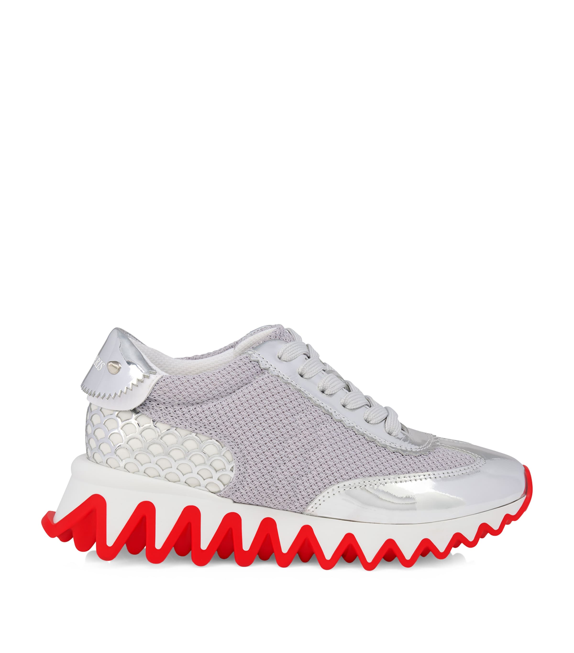 Christian Louboutin Kids 미니 샤크 가죽 메쉬 스니커즈