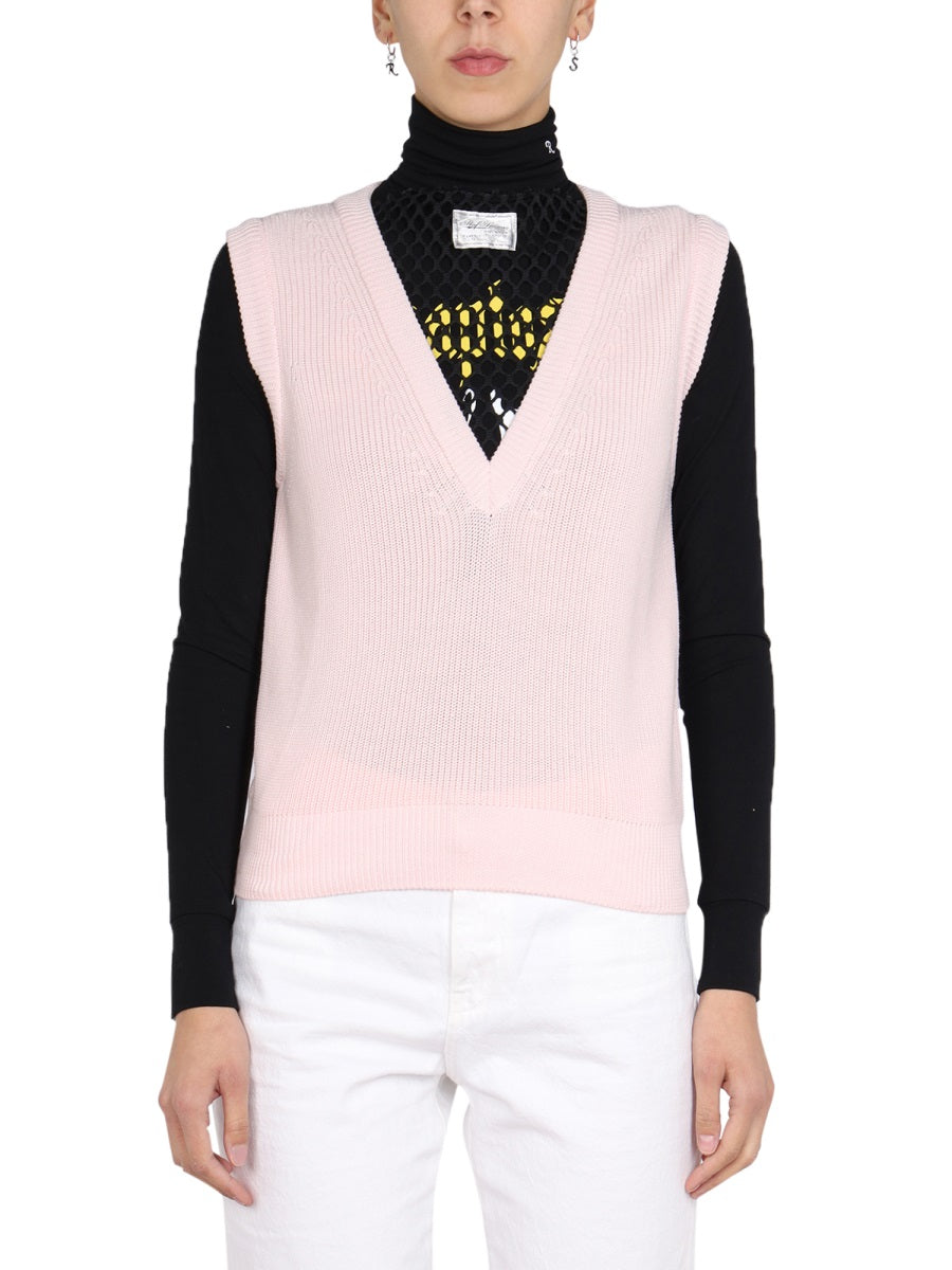 RAF SIMONS 메쉬 디테일 니트 조끼