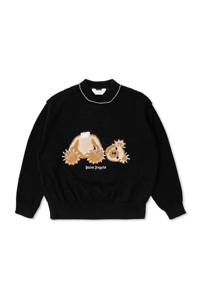 Palm Angels Kids 곰 패치 크루넥 맨투맨